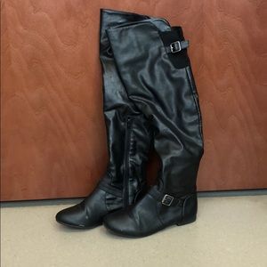 Black leather like boots